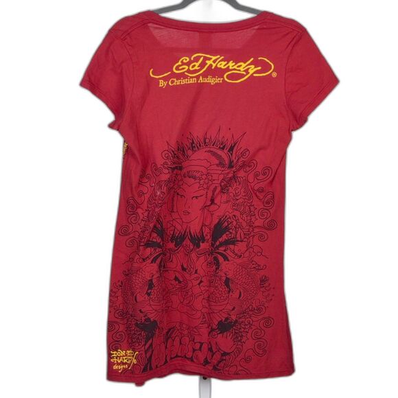 Ed Hardy Blinged Out Geisha Jersey Knit Dress Size M - Picture 2 of 3